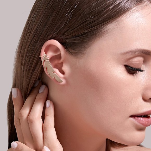 Feather Ear Cuff Metal Boho Chic Single - Picture 4 of 8